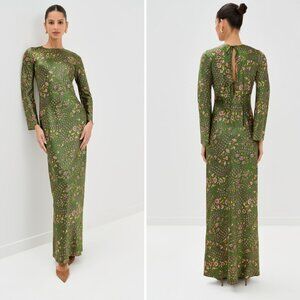 Veronica Beard Gemma Printed Silk Blend Maxi Dress - Green